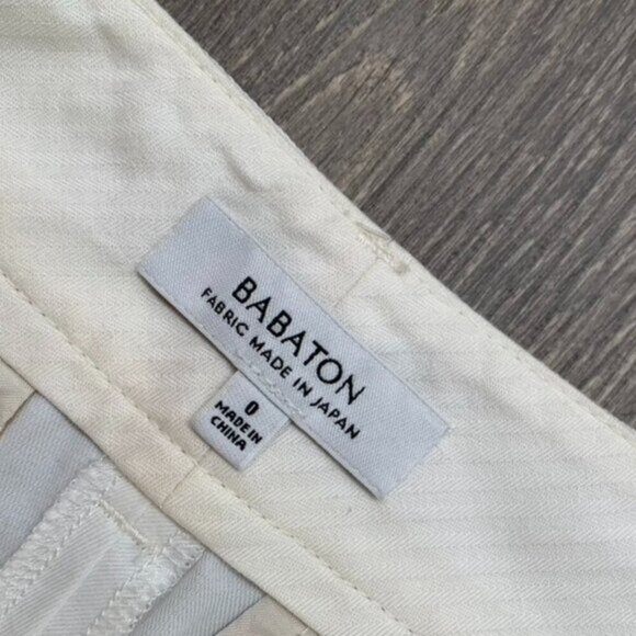 Aritzia Babaton Pants Straight Skinny Leg cuffed ankle Off white Tapered Trouser - Picture 11 of 16